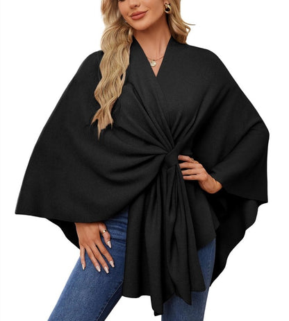 🔥LAST DAY SALE 57% OFF - Elegant Shawl Wraps Soft Open Front Poncho Sweater (30% cashmere)