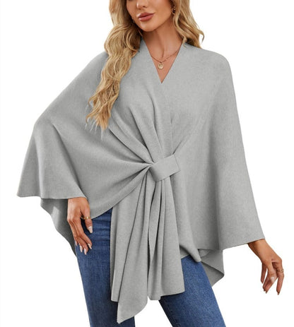 🔥LAST DAY SALE 57% OFF - Elegant Shawl Wraps Soft Open Front Poncho Sweater (30% cashmere)