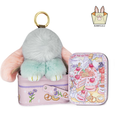 Handmade Plush Bunny Keychain with Metal Tin Box, Gift Options for Birthday Easter