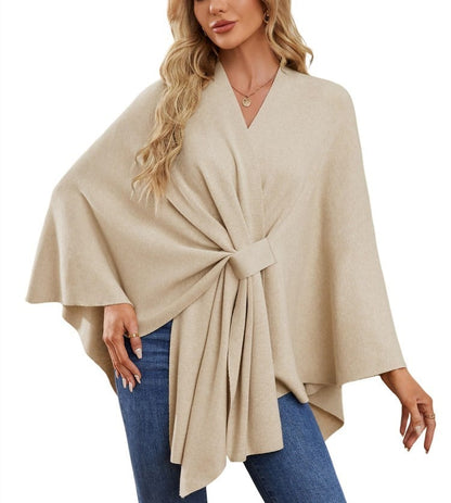 🔥LAST DAY SALE 57% OFF - Elegant Shawl Wraps Soft Open Front Poncho Sweater (30% cashmere)