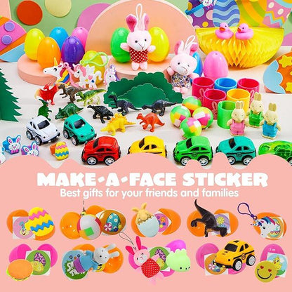 100Pcs Prefilled Easter Egg Kit | Prefilled with Toys & Stickers 🐰