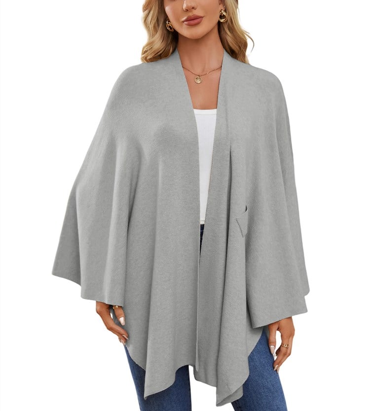 🔥LAST DAY SALE 57% OFF - Elegant Shawl Wraps Soft Open Front Poncho Sweater (30% cashmere)