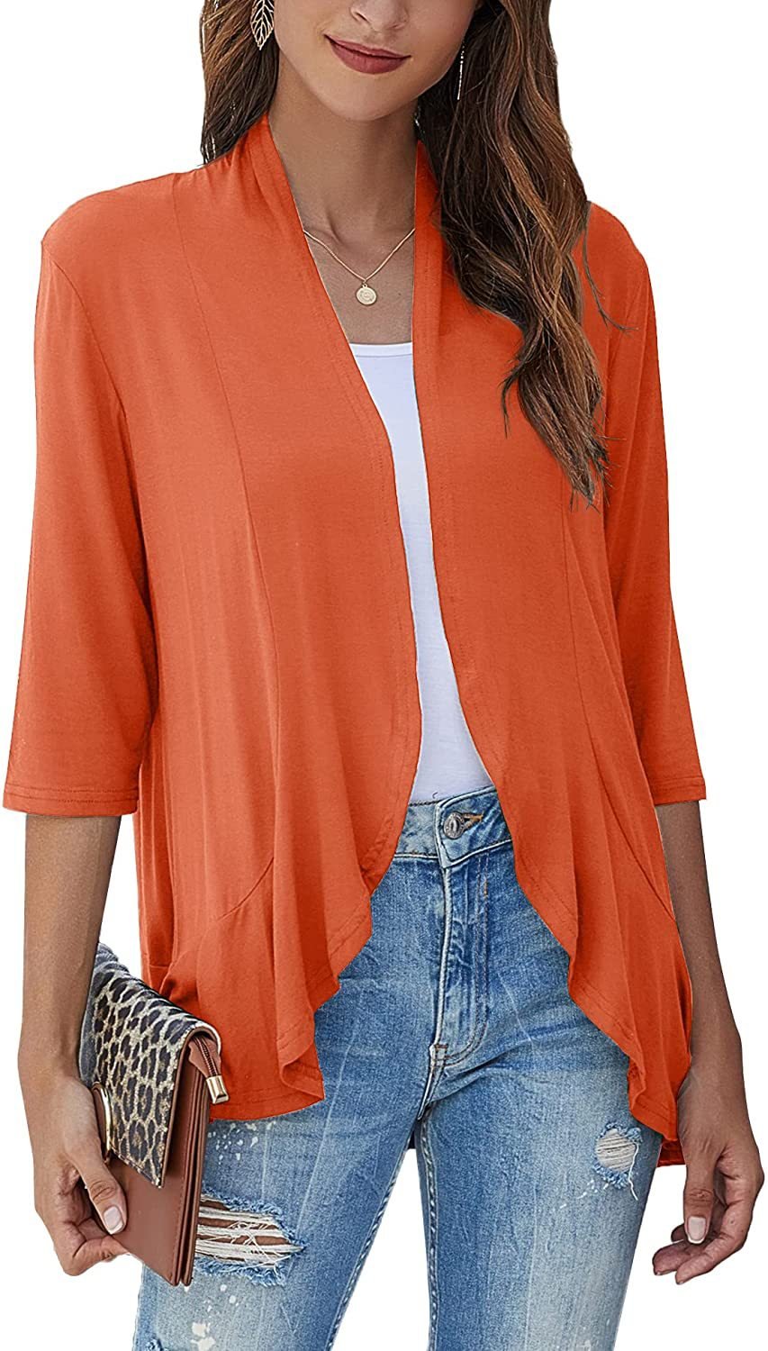 Women's Casual Lightweight Open Front 3/4 Sleeve Cardigans (🔥Same as in the video)