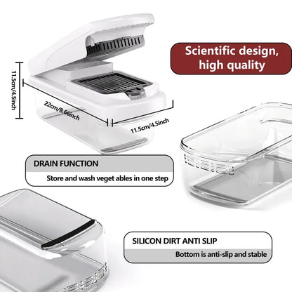 🥕15-in-1 Multifunctional Vegetable Chopper | Durable ABS & Stainless Steel | Includes Peeler, Julienne Slicers, Egg Separator & Cleaning Tools