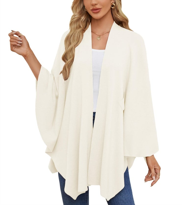 🔥LAST DAY SALE 57% OFF - Elegant Shawl Wraps Soft Open Front Poncho Sweater (30% cashmere)