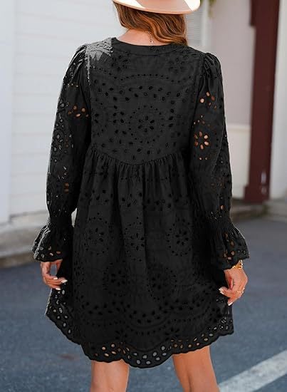 A Line Hollow Out Lace Ruffle Party Dresses (Buy 2 Free Shipping)