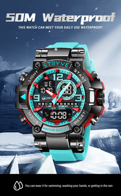 🔥Colourful Men's Digital Sports Waterproof Dual-Screen Electronic Watch