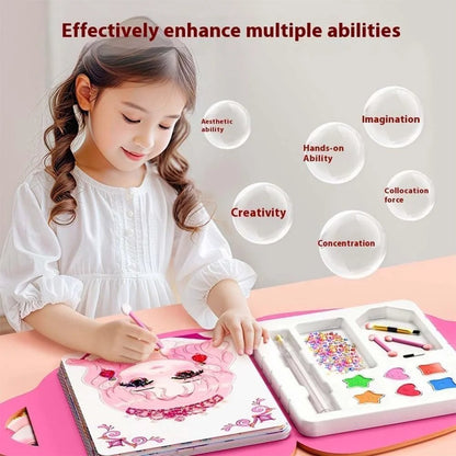 JSR Special Diamond Painting & Princess Book Makeup Craft Kits Foil Art Books Set Play on Paper for Girl Handcraft Easter Gifts
