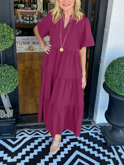 🔥Last 4 hours Sale: Save 60% -V-NECK TIERED MIDI DRESS WITH POCKETS (BUY 2 FREE SHIPPING)