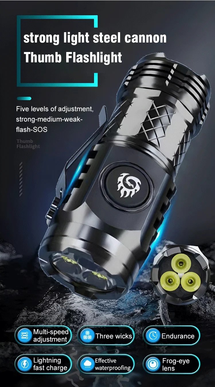 🔥Hot Sale 49%OFF - ⚡️Three-eyed Monster Mini Flash Super Power Flashlight