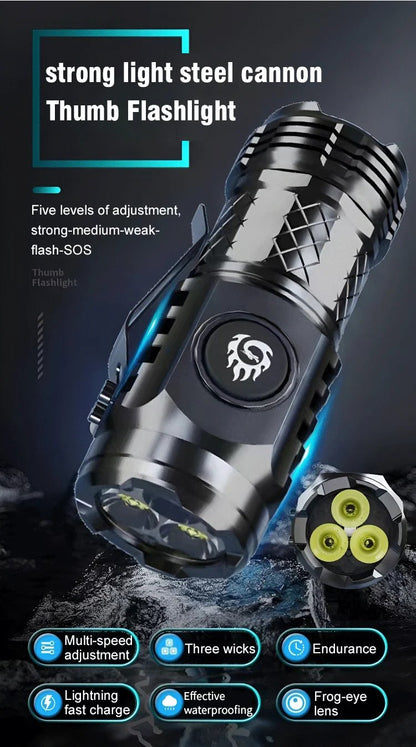 🔥Hot Sale 49%OFF - ⚡️Three-eyed Monster Mini Flash Super Power Flashlight