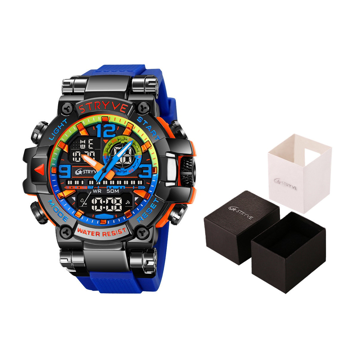 🔥Colourful Men's Digital Sports Waterproof Dual-Screen Electronic Watch