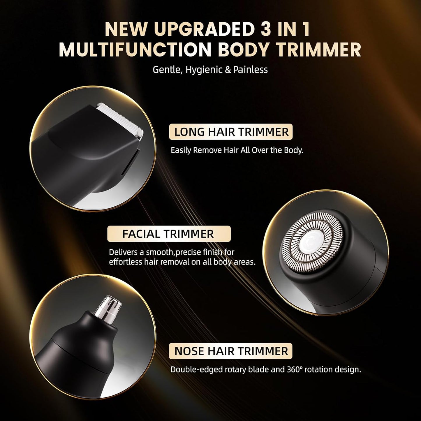一页Electric Groin Hair Trimmer ,Nose Hair Trimmer, Dual Heads Waterproof Ball Pubic Shaver for Male and Female,Replaceable Ceramic Blade Heads, Wet/Dry Body Razor,Husband Gift