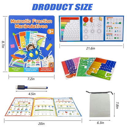 Montessori Magnetic Fraction Book | Visual Math Learning Toy 🧮