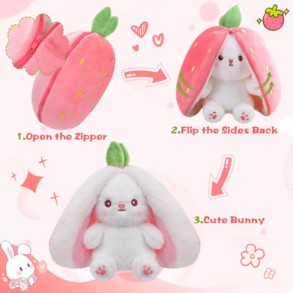 Hide-and-Seek Bunny | Reversible Fruit & Rabbit Plushie 🍓🐰
