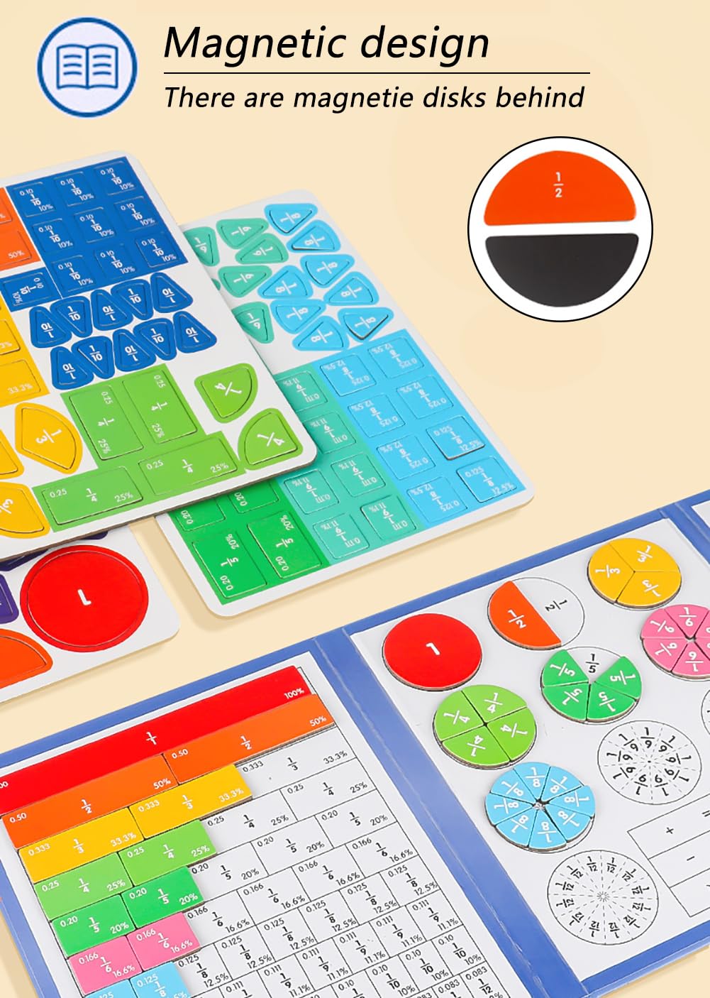 Montessori Magnetic Fraction Book | Visual Math Learning Toy 🧮