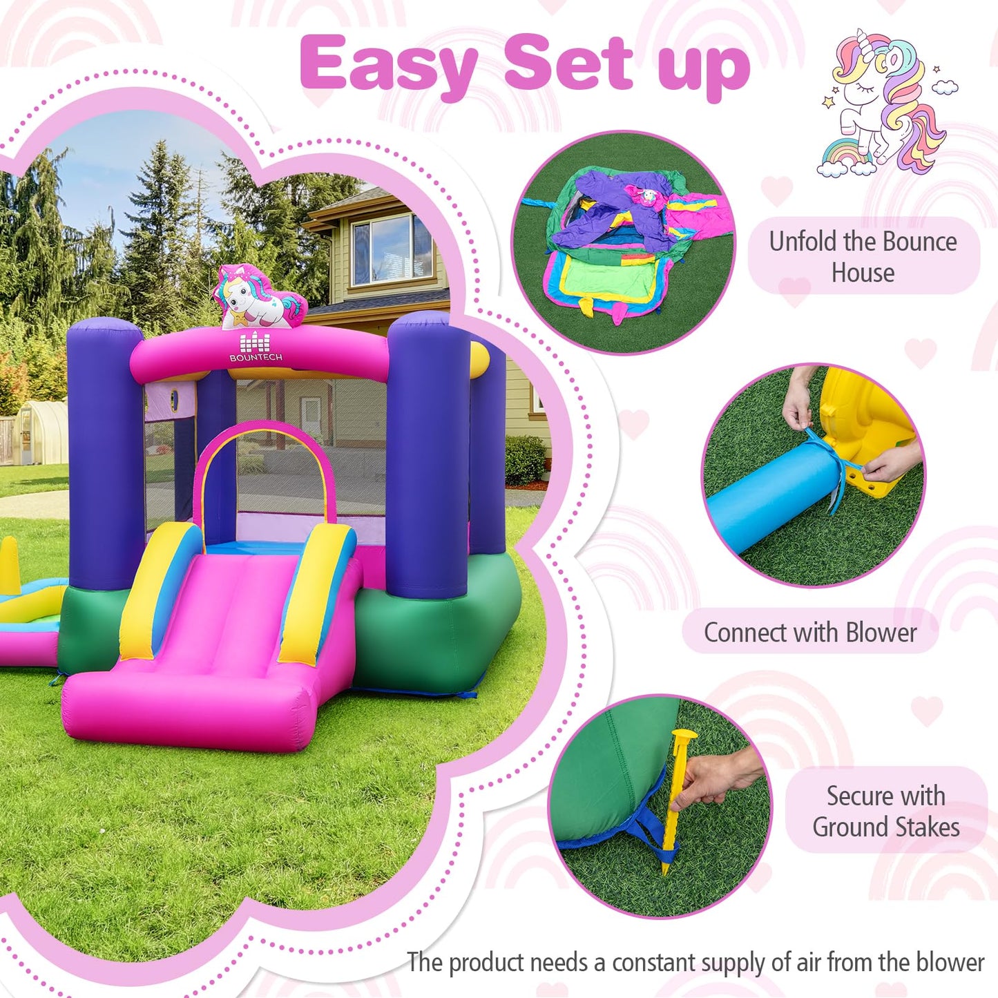 Inflatable Bounce House | Kids Garden Castle with Slide & Ball Pit 🏰