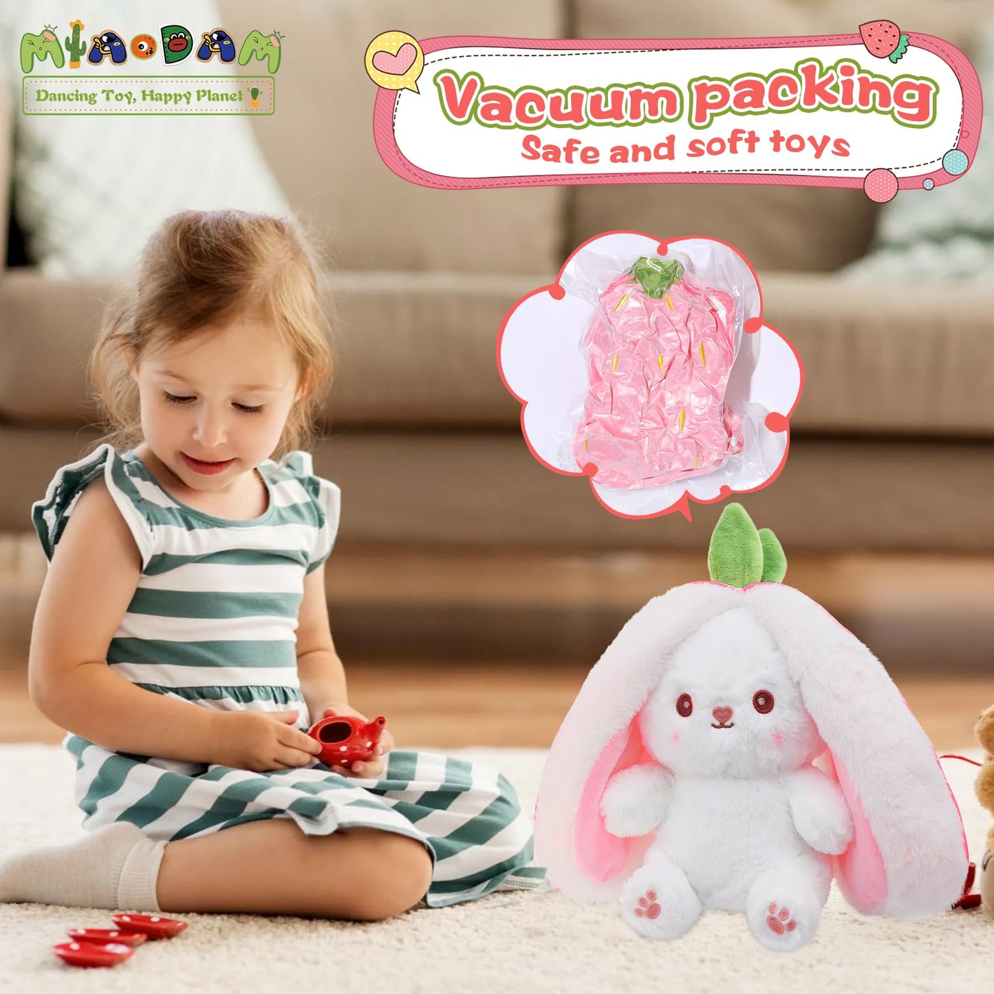 Hide-and-Seek Bunny | Reversible Fruit & Rabbit Plushie 🍓🐰