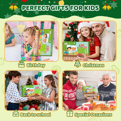Montessori Kids Kitchen Tool Set | Safe Knives for Real Cooking 21 Pcs 🔪