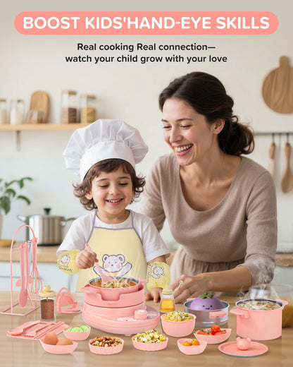 Mini Chef Real Cooking Set | Kids Safe Kitchen with Induction Cooker 🍳