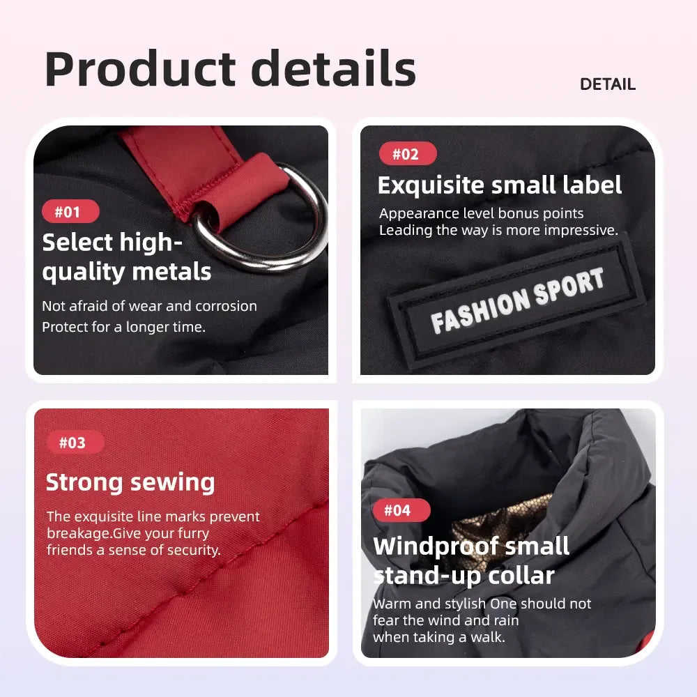 Winter Dog Warm Clothes Outdoor Puppy Teddy Bichon Schnauzer Poodle Four-Legged Coat, Waterproof Windproof Pet Cotton Jacket for Cold Weather