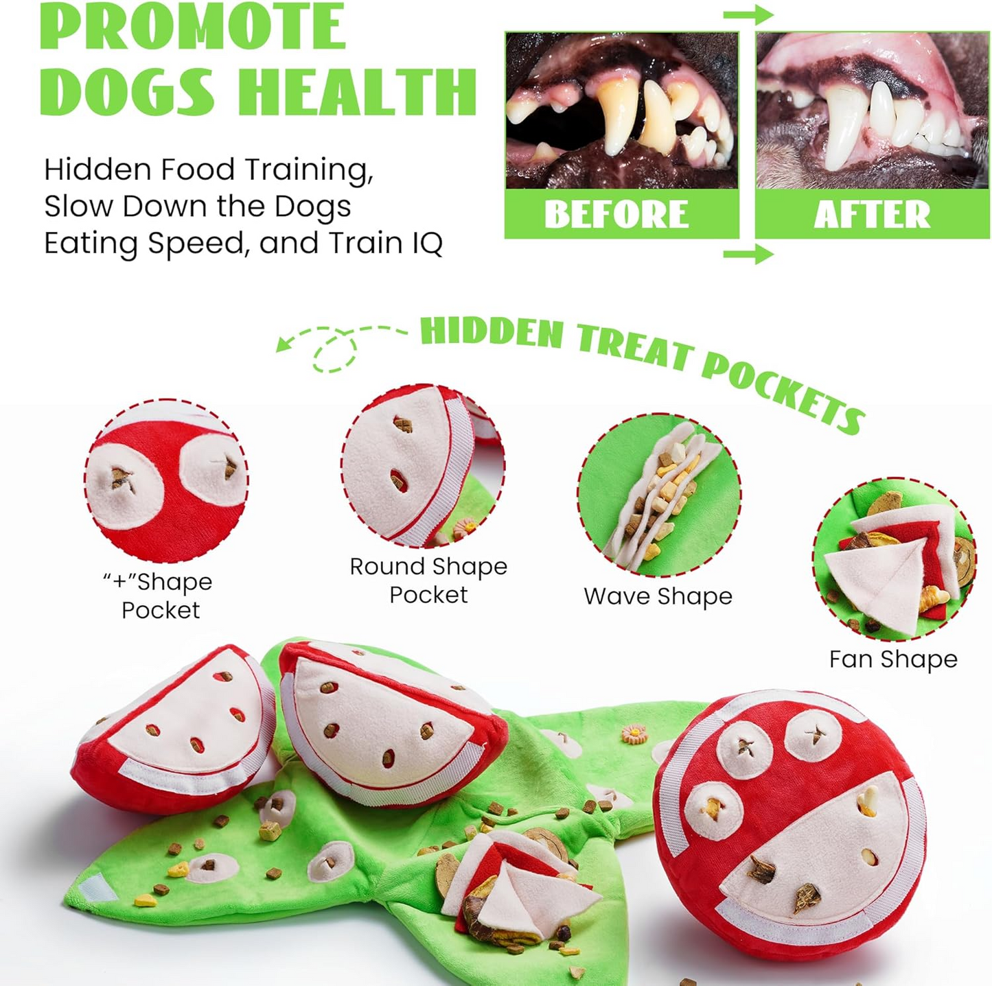 4-in-1 Watermelon Dog Enrichment Toys