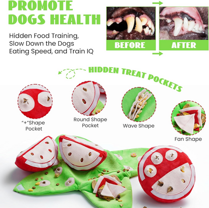 4-in-1 Watermelon Dog Enrichment Toys