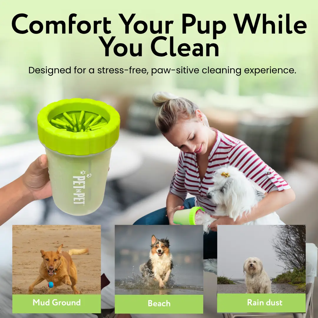 Portable Dog Paw Washer and Cleaner, Muddy Paws Easy Cleaning Cup - Green