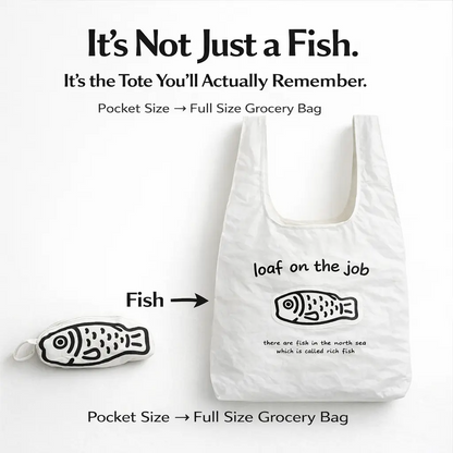 Pocket Fish Foldable Reusable Shopping Bag, Compact Pendant Tote, Lightweight Nylon Grocery Bag