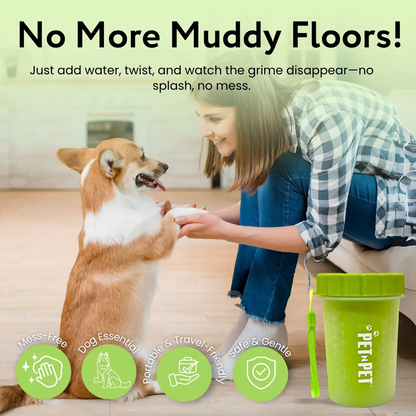 Portable Dog Paw Washer and Cleaner, Muddy Paws Easy Cleaning Cup - Green