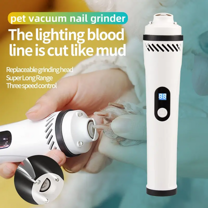 Electric pet nail grinder, USB charging, with LED light, vacuum nail trimmer, suitable for cats and dogs, pet home safety beauty tools