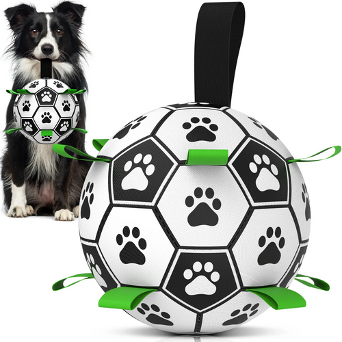 Durable Dog Soccer Ball Interactive Training Ball with 9 Grab Tabs