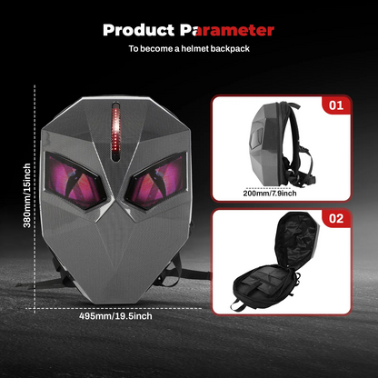 LED Backpack With DIY Programmable Full Color Screen Motorcycle Backpack for Men