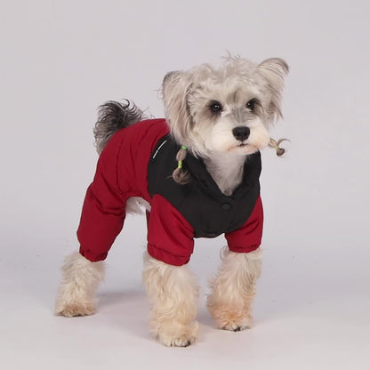 Winter Dog Warm Clothes Outdoor Puppy Teddy Bichon Schnauzer Poodle Four-Legged Coat, Waterproof Windproof Pet Cotton Jacket for Cold Weather