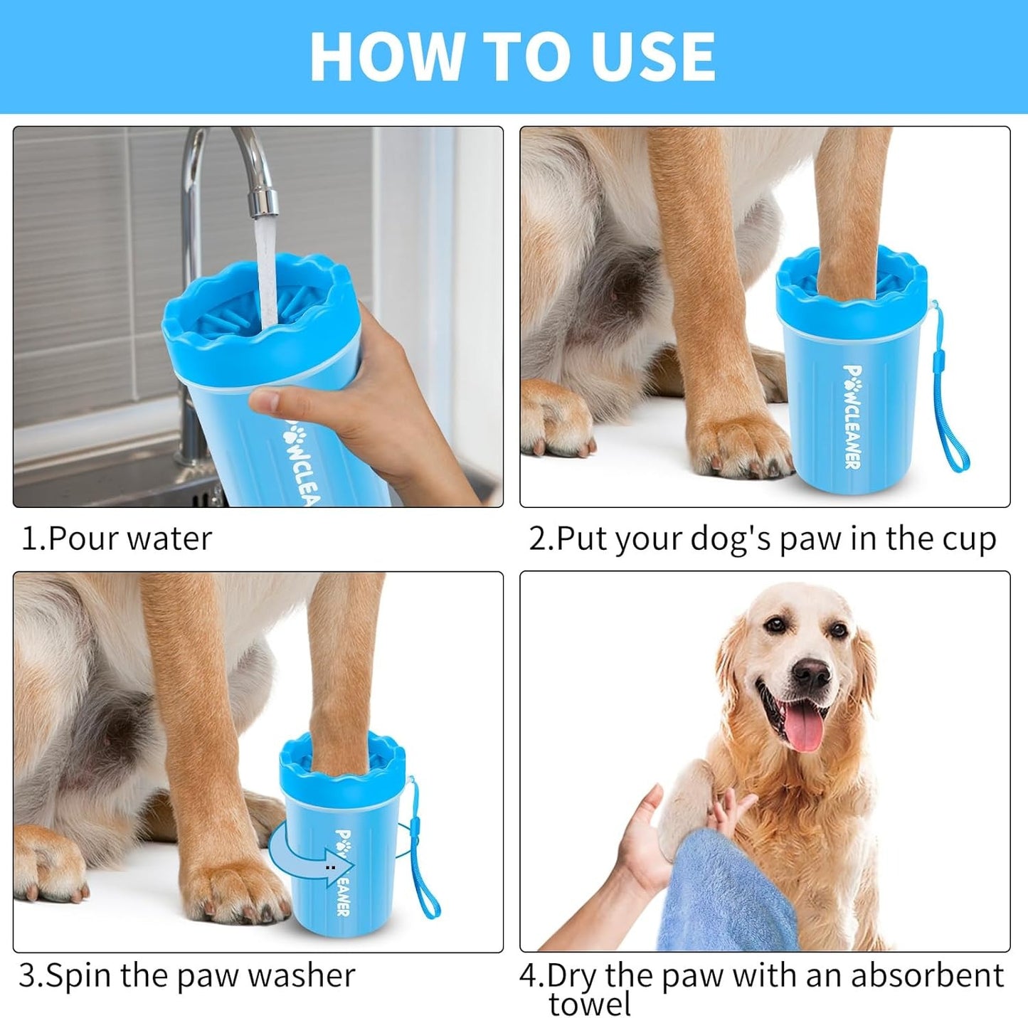 Dog Paw Cleaner, Washer, Pet Foot Cleaner for Small, Medium, Large Breed Dogs/Cats (with 3 absorbent towels)