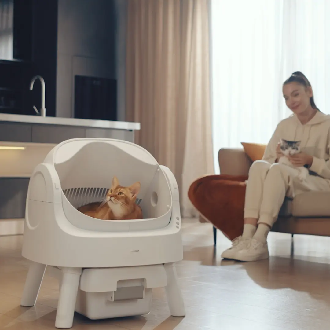 Open-Top Odor-Free Waste Disposal Self-Cleaning Cat Litter Box