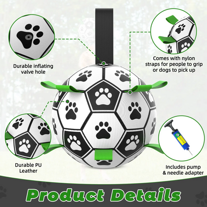 Durable Dog Soccer Ball Interactive Training Ball with 9 Grab Tabs