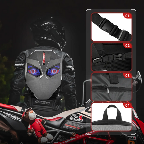 LED Backpack With DIY Programmable Full Color Screen Motorcycle Backpack for Men