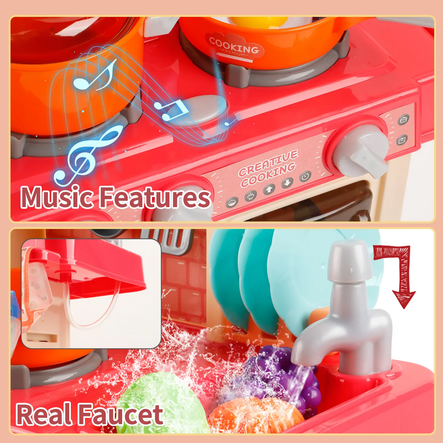 Children's Realistic Kitchen Toy Set (45-Piece)