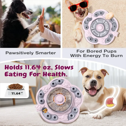 3 Levels of Challenge Dog Puzzle Feeder Toy  - Design Spin-to-Release Treat Dispenser For Small, Medium, and Large Dogs