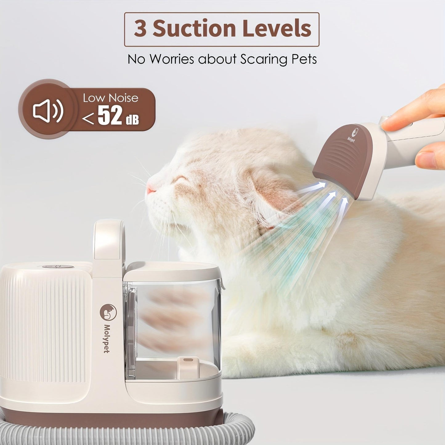Dog Grooming Kit, 1.3L Pet Grooming Vacuum for Dog Hair Remover with Low noise, Professional Pet Grooming Kit with 6 Grooming Tools & 4 Combs for Various Pets