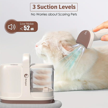 Dog Grooming Kit, 1.3L Pet Grooming Vacuum for Dog Hair Remover with Low noise, Professional Pet Grooming Kit with 6 Grooming Tools & 4 Combs for Various Pets