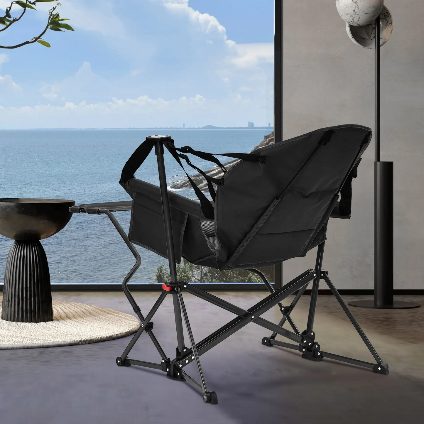 Hammock-Style Rocking Camping Chair with Footrest