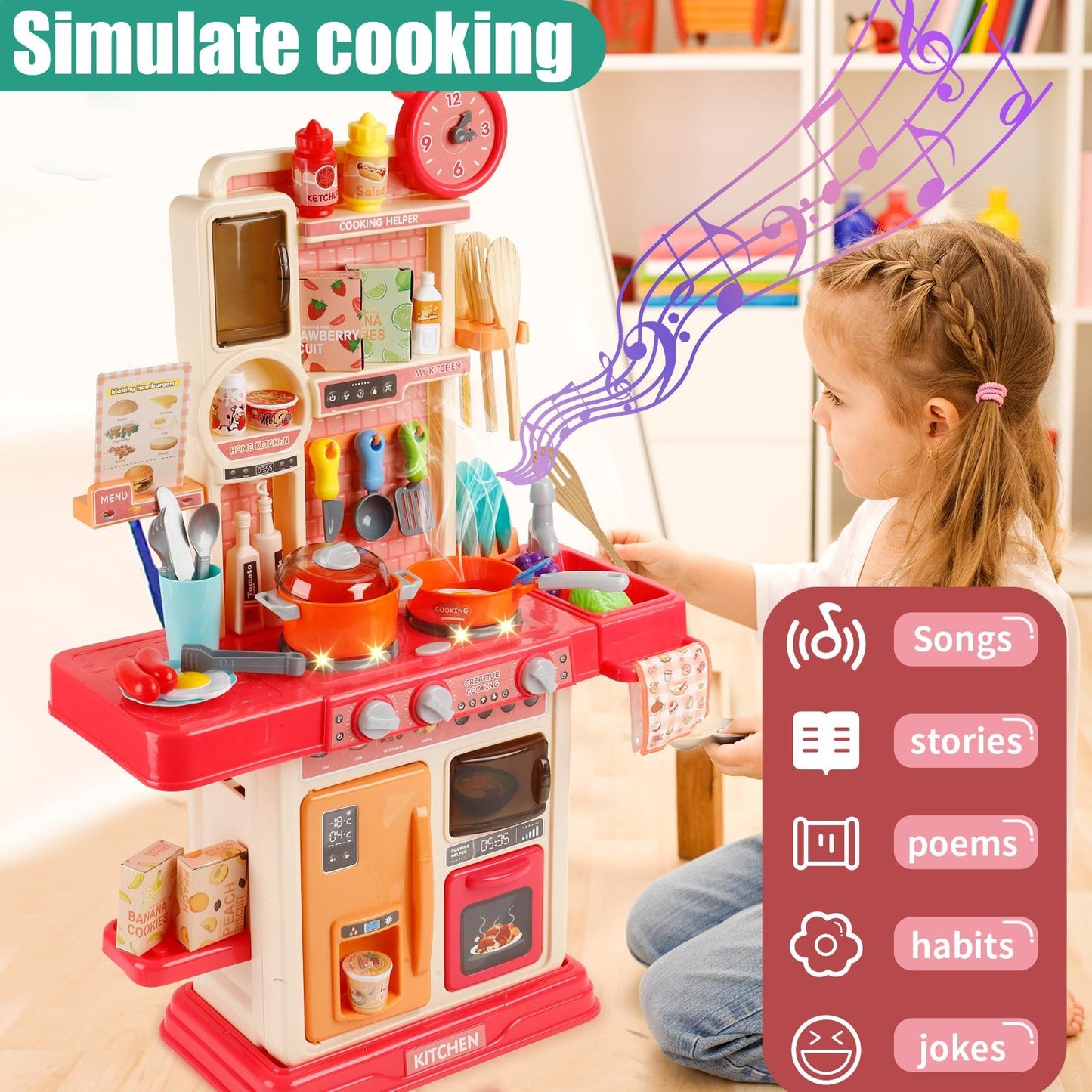 Children's Realistic Kitchen Toy Set (45-Piece)