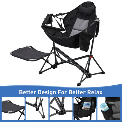 Hammock-Style Rocking Camping Chair with Footrest