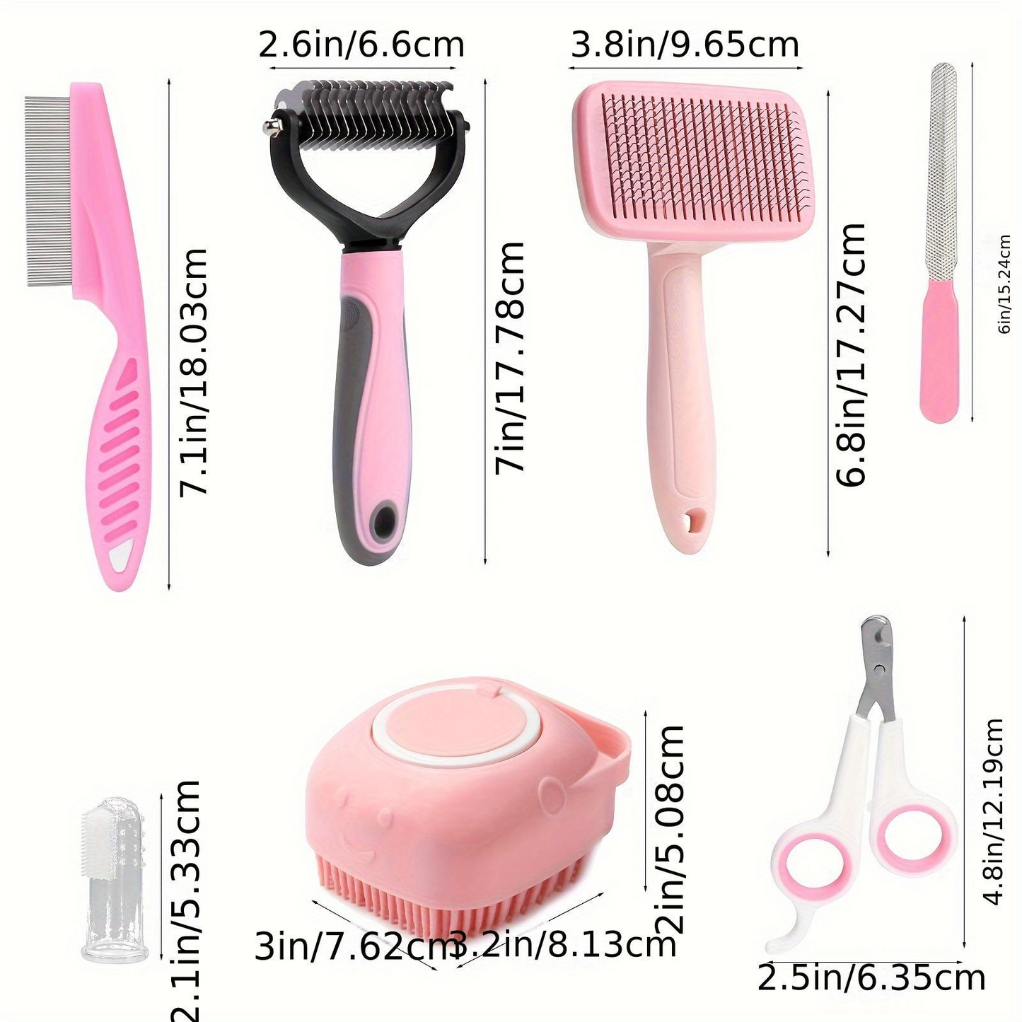 Summer Pet Grooming Tool Set (8 Counts), Hair Grooming and Oral Hygiene Tools