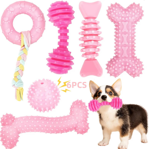 6 Counts Mixed Style Dog Teeth Cleaning Toy  Set
