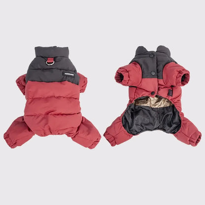 Winter Dog Warm Clothes Outdoor Puppy Teddy Bichon Schnauzer Poodle Four-Legged Coat, Waterproof Windproof Pet Cotton Jacket for Cold Weather