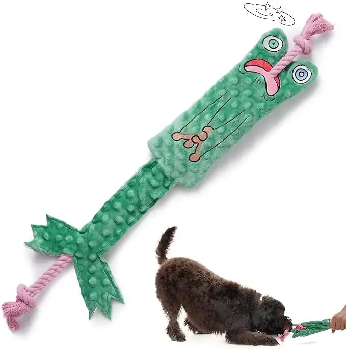 Toad of War Dog Rope Toy, Christmas gift, Durable Rope Toy for Tug of War, Interactive Squeaky Tug Toy for Small Medium Dogs