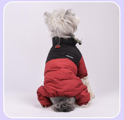 Winter Dog Warm Clothes Outdoor Puppy Teddy Bichon Schnauzer Poodle Four-Legged Coat, Waterproof Windproof Pet Cotton Jacket for Cold Weather